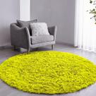 Tapete Pelo Alto Felpudo Peludo Macio Anti Derrapante Alérgico Amarelo Redondo 60 cm Sala Quarto Escritório