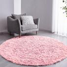 Tapete Pelo Alto Felpudo Peludo Macio Anti Derrapante Alérgico Rosa Bebe Redondo 60 cm Sala Quarto Escritório