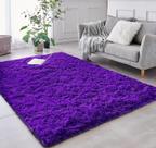 Tapete Pelo Alto Felpudo Peludo Macio Anti Derrapante Alérgico Roxo 100 x 120 cm Sala Quarto Escritório