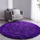 Tapete Pelo Alto Felpudo Peludo Macio Anti Derrapante Alérgico Roxo Redondo 60 cm Sala Quarto Escritório
