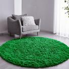 Tapete Pelo Alto Felpudo Peludo Macio Anti Derrapante Alérgico Verde Redondo 60 cm Sala Quarto Escritório