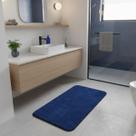 Tapete peludo sala quarto tecido felpudo 50x80 azul