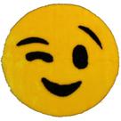 Tapete Peludo Sintético Amarelo com Emoji Piscando