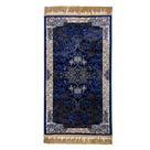 Tapete Persa Royal Azul Marinho 50x100cm Fio Acetinado - Ideal para Quarto e Sala