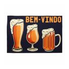 Tapete Porta Entrada "Bem-Vindo" Cerveja 39x58cm Poliester
