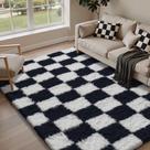 Tapete Quadriculado PureCozy 150x240cm Preto e Branco Super Soft Tapete Quadriculado PureCozy 150x240cm Preto e Branco Super Soft
