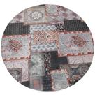 Tapete Redondo Desenho Patchwork Mix Tapeçaria Preto e Rosé 1,40m