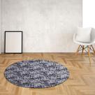 Tapete Redondo Geométrico Cairo Ø135cm Preto/Cinza - Antiderrapante
