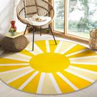 Tapete Redondo Lahome 152cm Lavável Antiderrapante Amarelo Sol