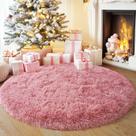 Tapete redondo Quntue Blush para quarto de meninas ultramacio 150x150cm