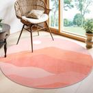 Tapete redondo Sungea Pink Faux Wool 120 cm, antiderrapante, lavável
