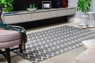 Tapete retangular sala e quarto 1,40m x 2,00m pratik textura jacquard zig zag cinza