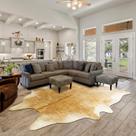 Tapete Rtizon Faux Cowhide 140 x 160 cm cáqui para sala de estar