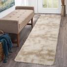 Tapete Runner CAROMIO 61 x 244 cm de pelúcia, fofo, não solta, bege