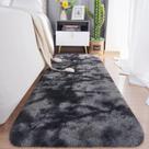 Tapete Runner Chicrug Soft Plush Fluffy 60x180cm cinza e preto