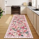 Tapete Runner DUKINO 2x6, lavável de cozinha, antiderrapante, rosa