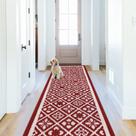 Tapete Runner ILeading Hallway, antiderrapante, 60x180cm, vermelho para ambientes internos