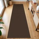 Tapete Runner KOZYFLY lavável 100% algodão 60x210 cm marrom avermelhado