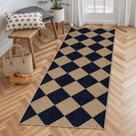 Tapete Runner Lahome Checkered Easy Jute 61x183cm para interior e exterior