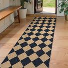 Tapete Runner Lahome Checkered Easy Jute 76x244cm para interior e exterior