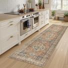 Tapete Runner Lahome Oriental lavável 60x240cm pêssego/laranja
