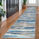 Tapete Runner Lansny Modern Abstract Blue 60x300cm lavável