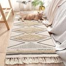 Tapete Runner LEEVAN Boho Geométrico Tuftado 70x160cm - Estilo Farmhouse