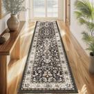 Tapete Runner LOKHOM, lavável, 2 x 8 pés, antiderrapante, vintage, preto