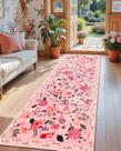 Tapete Runner Macgace rosa floral 60x180cm lavável para casa