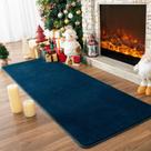Tapete Runner Przemy de espuma viscoelástica lavável 60x180cm azul marinho