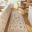 Tapete Runner Rugcomf para cozinha antiderrapante 60x180cm bege