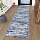 Tapete Runner SIILOOM 2x8 pés azul marinho cinza moderno abstrato