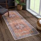 Tapete Runner Tapetes Bloom laváveis de 2,5 pés x 7 pés em terracota/azul