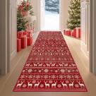 Tapete Runner VECARF 61x183cm Árvore de Natal vermelha Snowflake