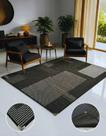 Tapete Sala 1,50x2,00m Tipo Sisal Cinza Preto Antiderrapante Moderno Escritório Quarto Lancer