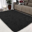 Tapete Sala 2 e 00x1 e 50 Peludo 4 cm de Altura Shaggy Retangular 200x150cm Preto OEM