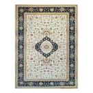 Tapete Sala 240X300 Cm Classico Oriental Bege Borda Azul