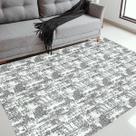 Tapete Sala Antiderrapante 1.40m X 2.00m Tear Artesanal Decoração Moderna Jacquard Emborrachado Off-White Cinza