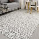 Tapete Sala Apartamento Antiderrapante 1.40m X 2.00m Decoração Tear Artesanal Jacquard Emborrachado Off-White Preto