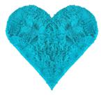 Tapete Sala Felpudo Peludo Azul Turquesa Coração 140 cm