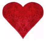Tapete Sala Felpudo Peludo Vermelho Coração 140 cm