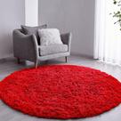 Tapete Sala Felpudo Peludo Vermelho Redondo 140 Cm