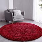 Tapete Sala Felpudo Peludo Vinho Redondo 140 Cm
