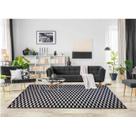 Tapete Sala Geométrico Colmeia 200X250 Cm Preto Lavável Fino