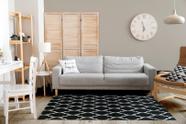 Tapete Sala ou Quarto Antiderrapante 3,00M x 1,32M Arabesco Geométrico Preto e Branco