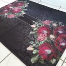 Tapete Sala/Quarto 1mtx1,36 Antiderrapante Flor Vermelha 02