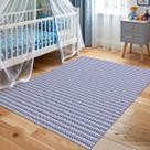 Tapete Sala Quarto Infantil Moderno ZigZag 1,40m X 2,00m Algodão Antiderrapante Resistente Lavável Estampa Colorida