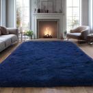 Tapete Shag Area Isdook azul escuro poliéster 160x230cm retangular