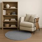 Tapete Sisal Natural Redondo Basic Cinza Quarto 0,95x0,95