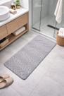 Tapete Soft Jacquard 100 Poliéster 50x100cm Bene Casa Chevron Cinza